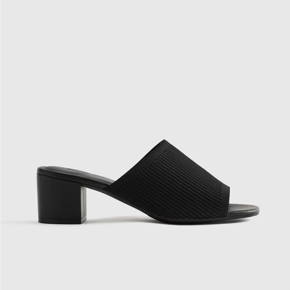 Quince Italian Leather & Eco Knit Heeled Mule